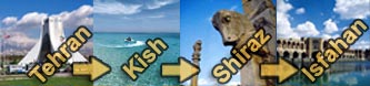 Tehran, Kish, Shiraz, Isfahan tour